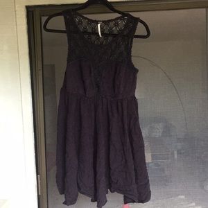 Black Free People tunic with crochet detail